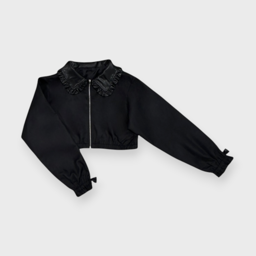 FRILL LONG SLEEVE JACKET MEDIUM BLACK