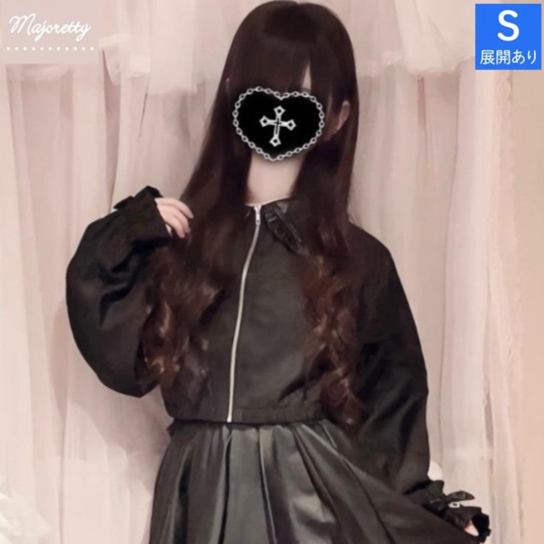 FRILL LONG SLEEVE JACKET MEDIUM BLACK