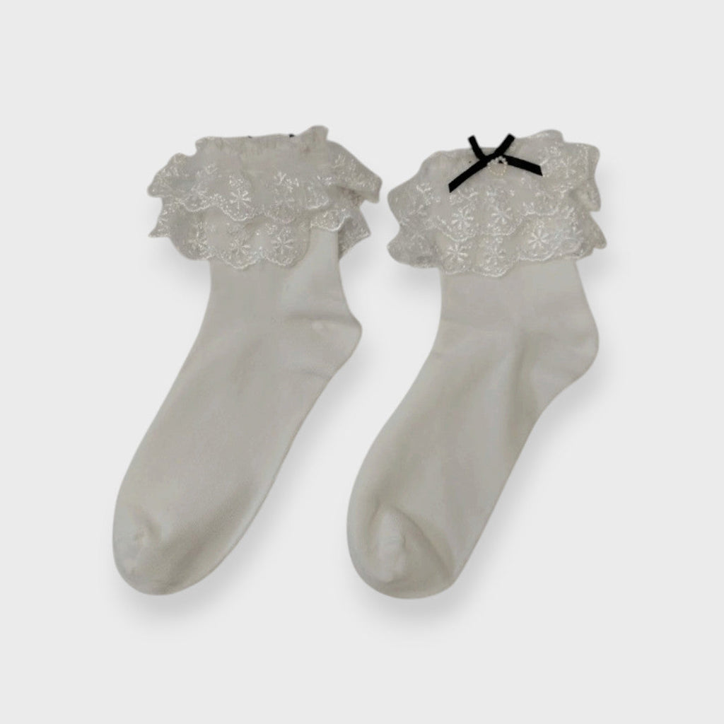 HEART CREW SOCKS MEDIUM WHITE / MEDIUM BLACK