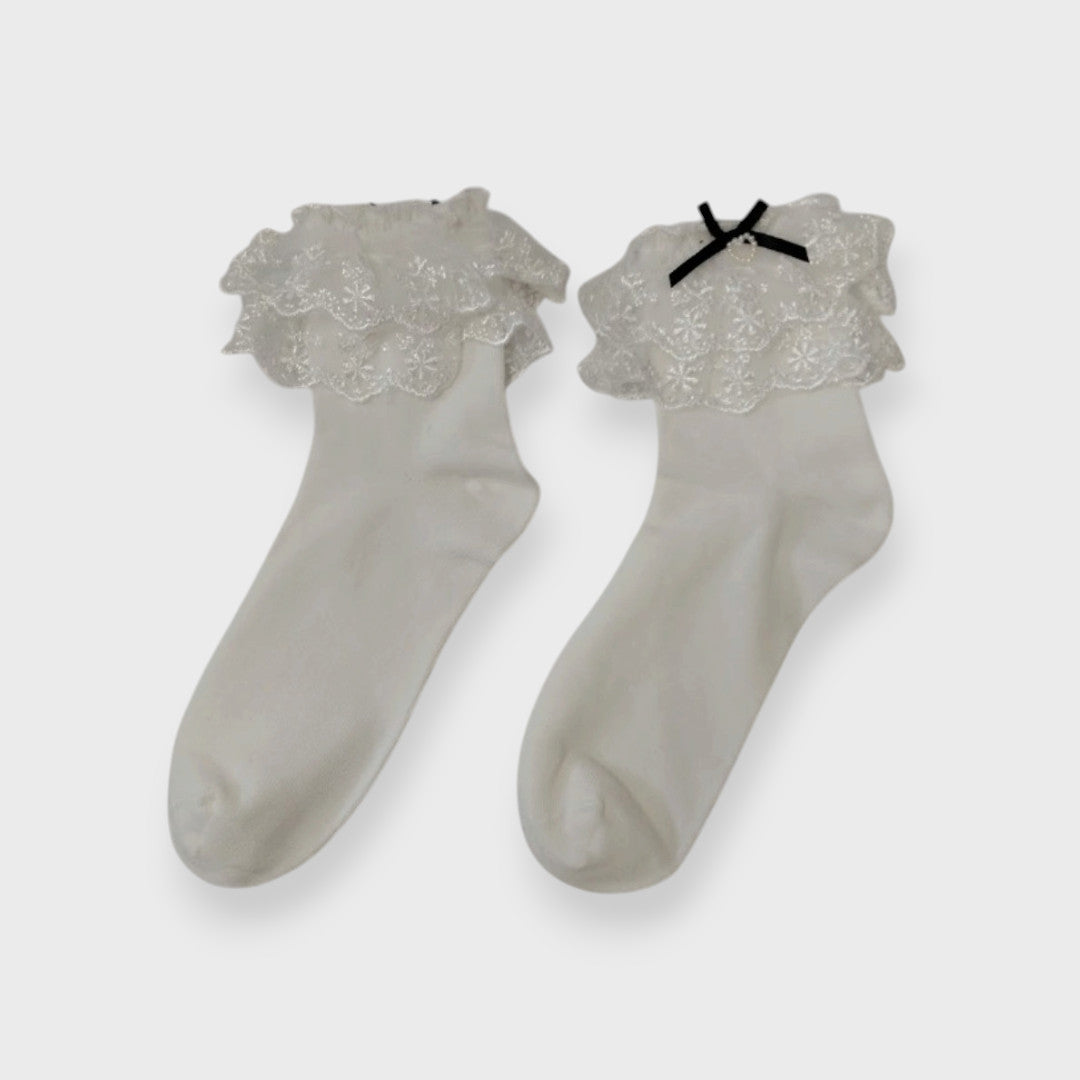 HEART CREW SOCKS MEDIUM WHITE / MEDIUM BLACK
