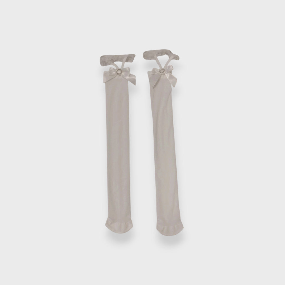RIBBON OVER-THE-KNEE SOCKS MEDIUM WHITE / MEDIUM BLACK