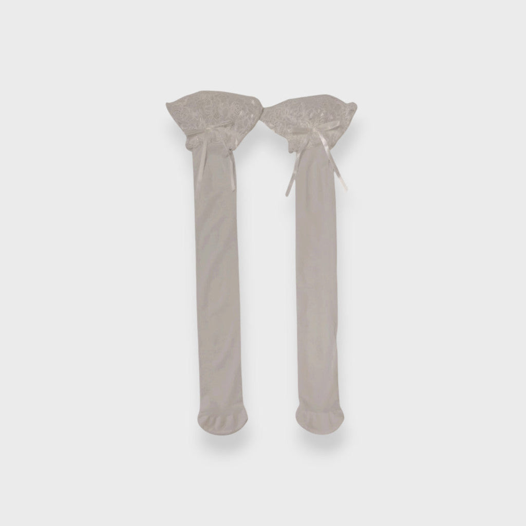 RIBBON LACE OVER-THE-KNEE SOCKS MEDIUM WHITE / MEDIUM BLACK