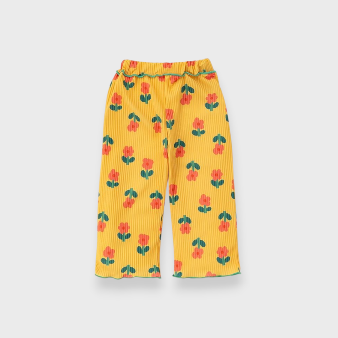 KIDS PLEATED BABY PANTS MEDIUM YELLOW (90CM)