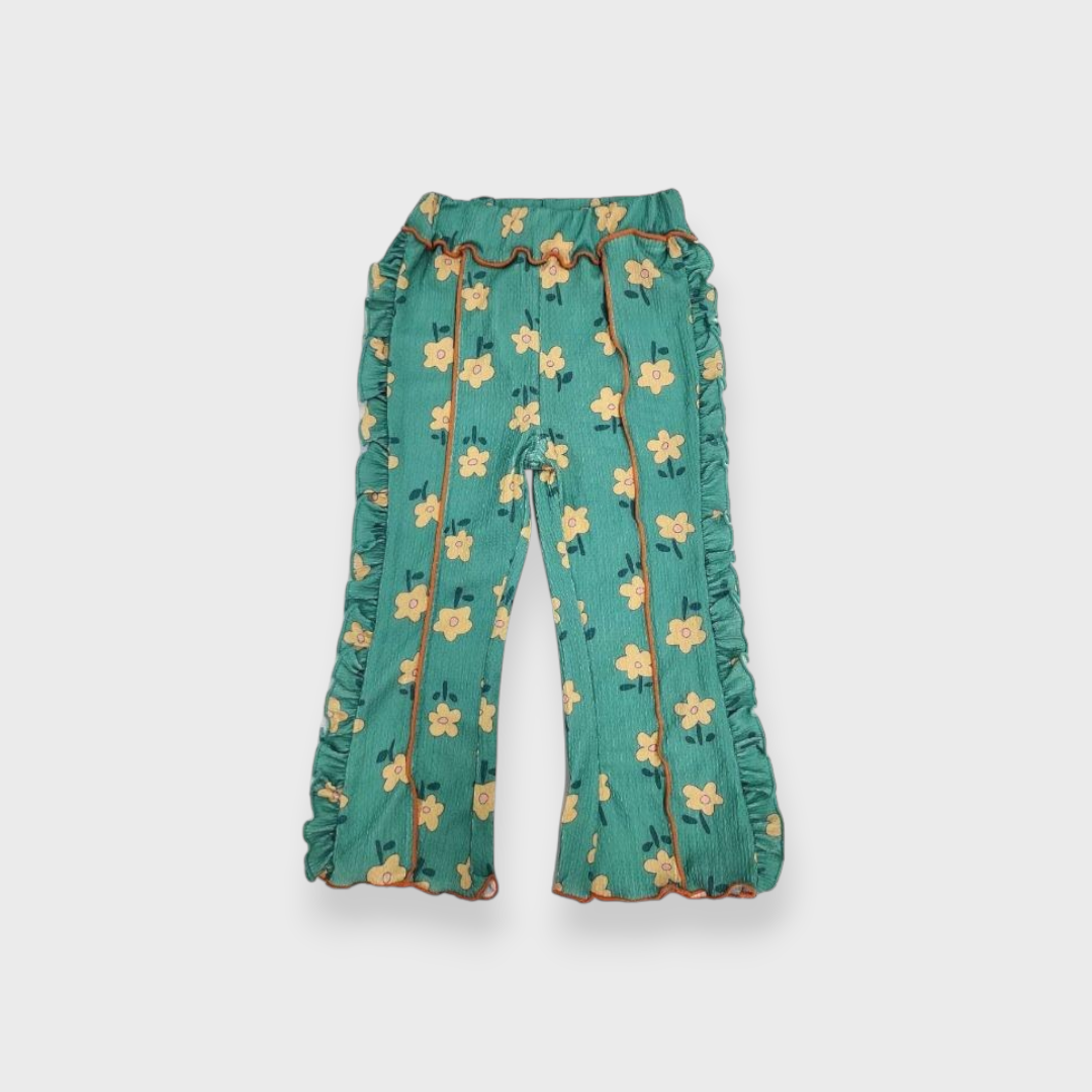 KIDS MELLOW HEM RIB-KNIT BABY LEGGINGS MEDIUM GREEN (90CM)