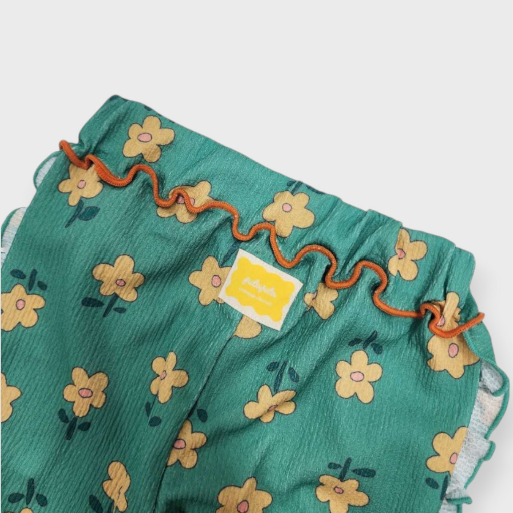 KIDS MELLOW HEM RIB-KNIT BABY LEGGINGS MEDIUM GREEN (90CM)
