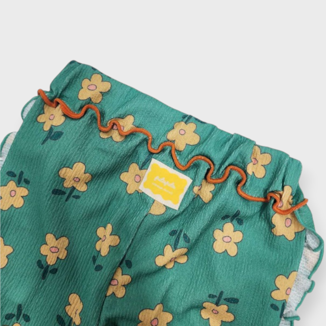 KIDS MELLOW HEM RIB-KNIT BABY LEGGINGS MEDIUM GREEN (90CM)