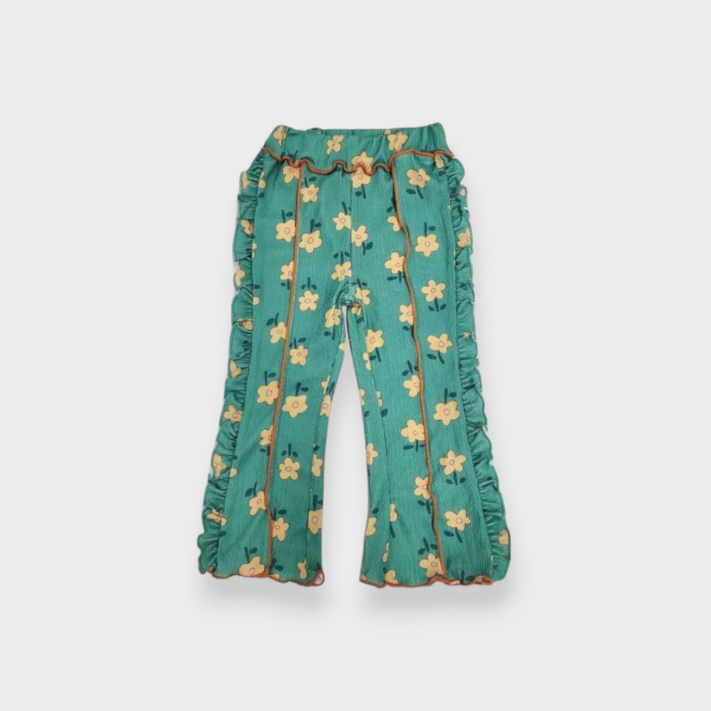 KIDS MELLOW HEM RIB-KNIT BABY LEGGINGS MEDIUM GREEN (90CM)