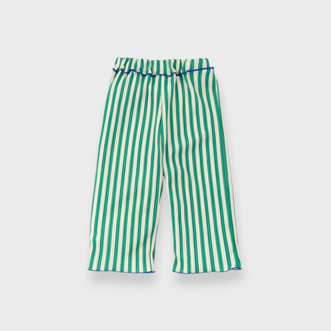 KIDS PLEATED BABY PANTS MEDIUM GREEN (90CM)