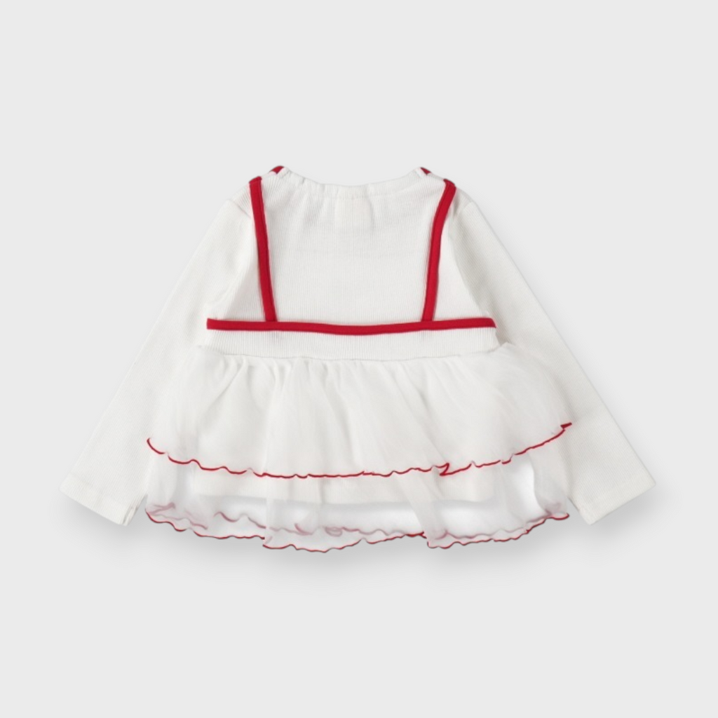 KIDS RIB-KNIT BABY T-SHIRT MEDIUM WHITE / MEDIUM BROWN (90CM)