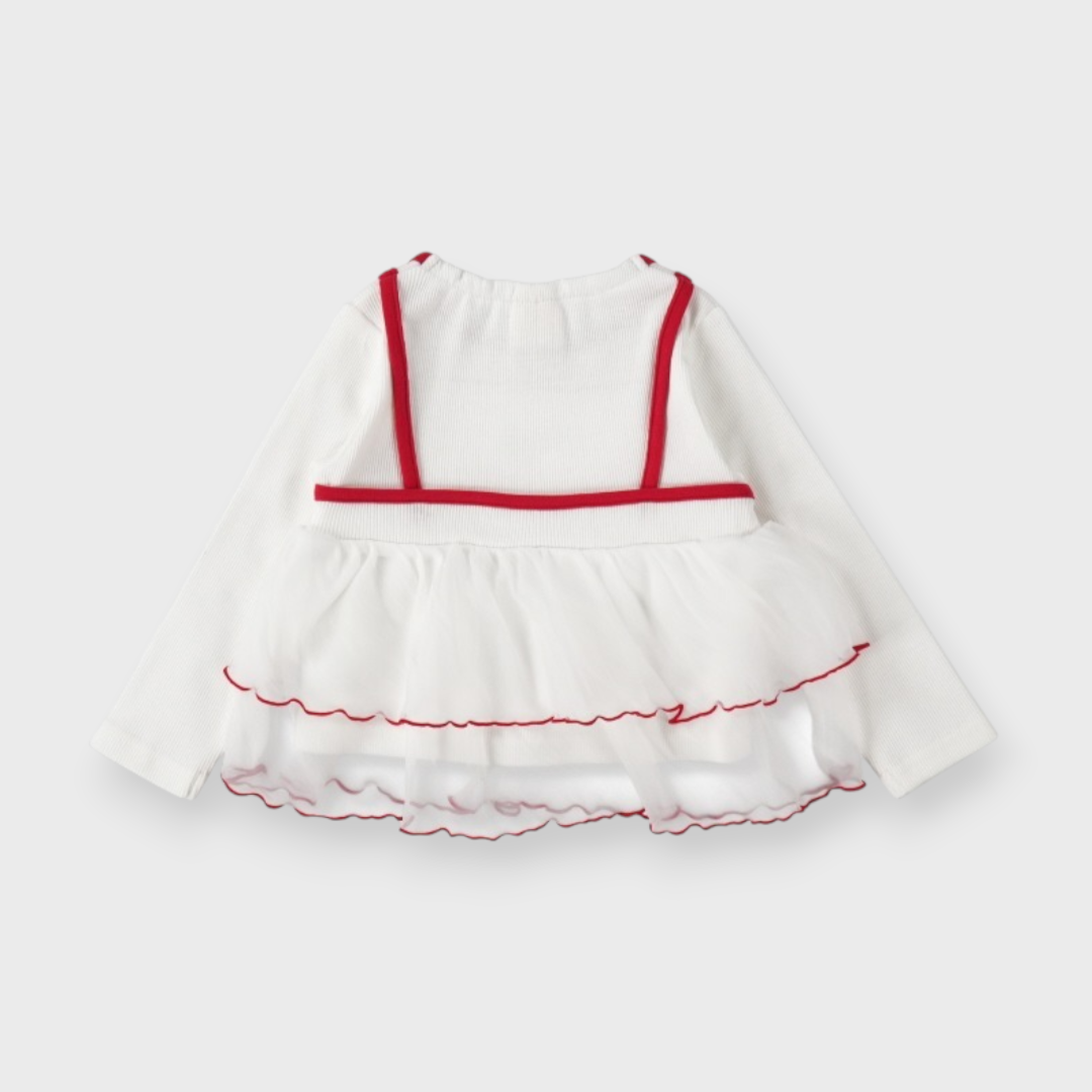 KIDS RIB-KNIT BABY T-SHIRT MEDIUM WHITE / MEDIUM BROWN (90CM)