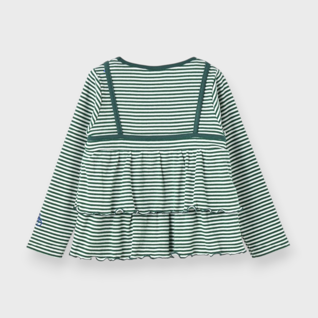 KIDS RIB-KNIT BORDER STRIPE BABY BUSTIER MEDIUM BLACK / MEDIUM GREEN (90CM)