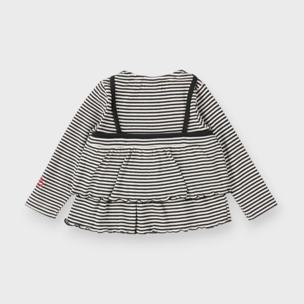 KIDS RIB-KNIT BORDER STRIPE BABY BUSTIER MEDIUM BLACK / MEDIUM GREEN (90CM)