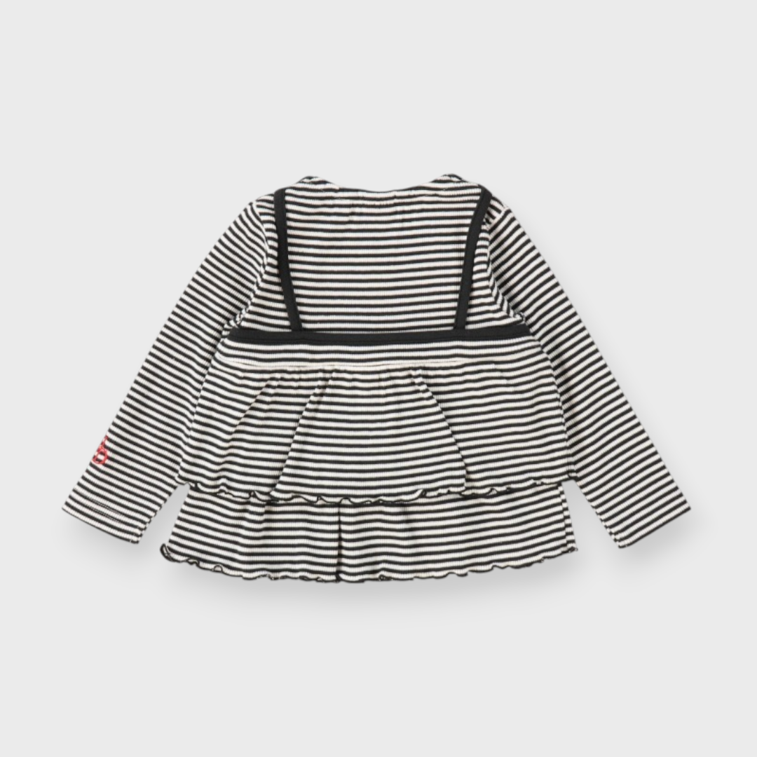 KIDS RIB-KNIT BORDER STRIPE BABY BUSTIER MEDIUM BLACK / MEDIUM GREEN (90CM)