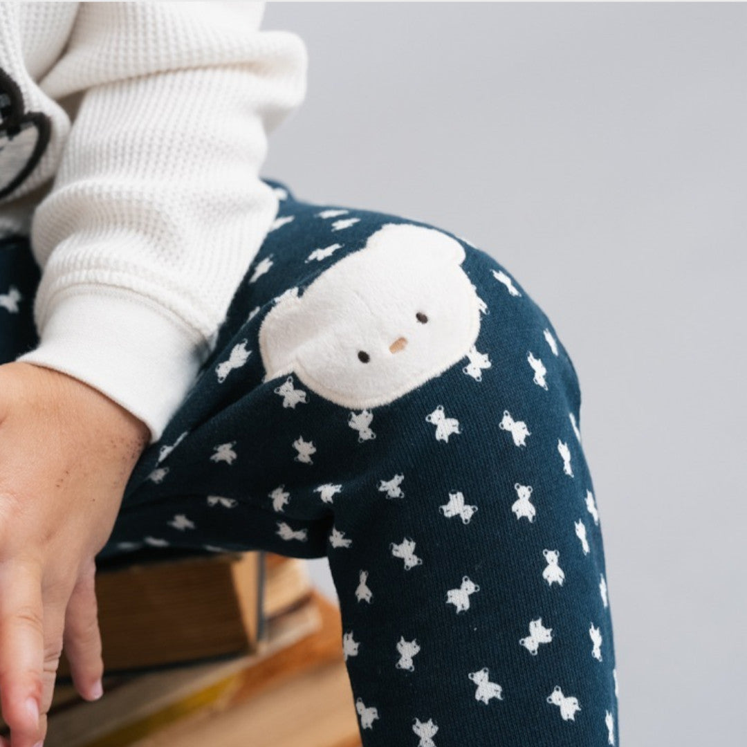 KIDS JACQUARD BABY PANTS MEDIUM BROWN / MEDIUM NAVY (90CM)