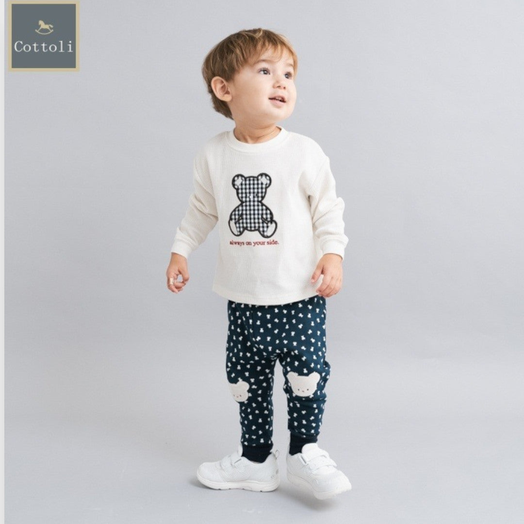 KIDS JACQUARD BABY PANTS MEDIUM BROWN / MEDIUM NAVY (90CM)