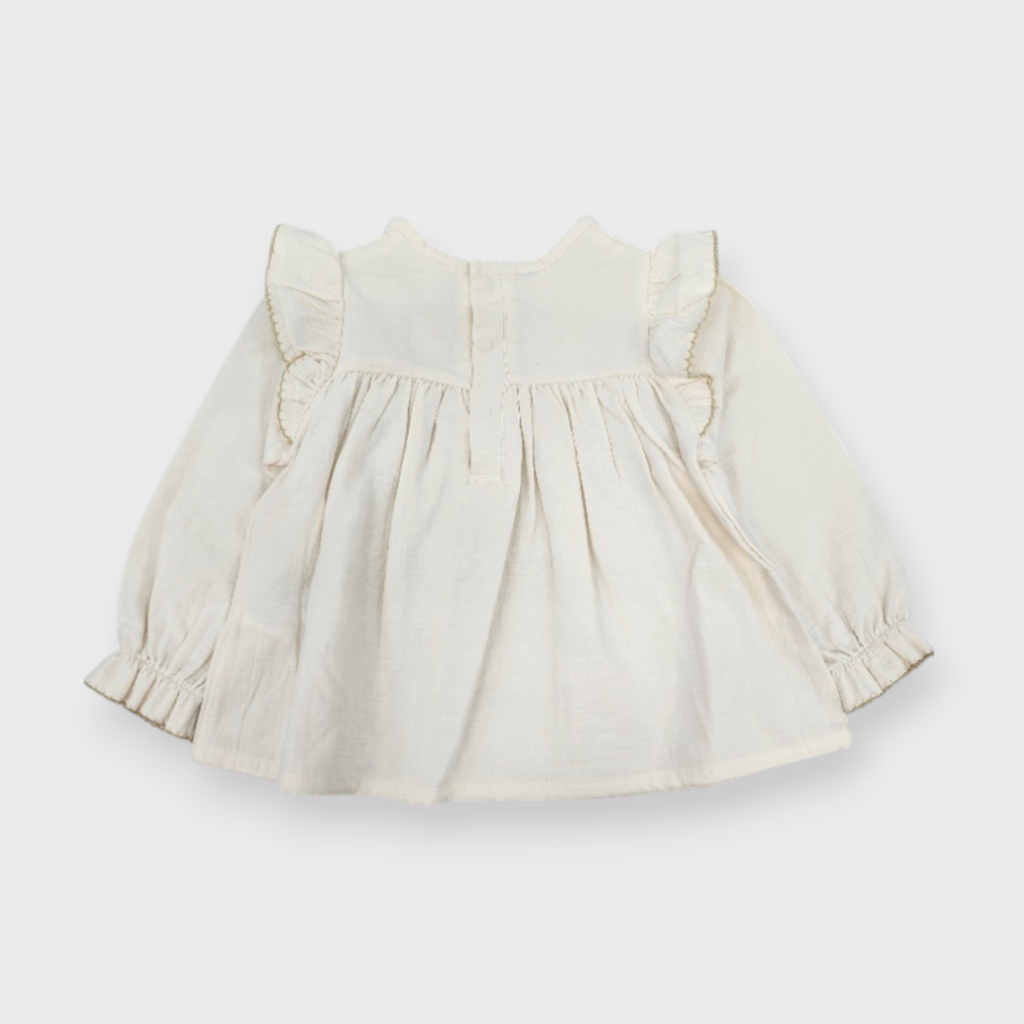 KIDS EMBROIDERED BABY TUNIC MEDIUM WHITE / MEDIUM PEACH (90CM)