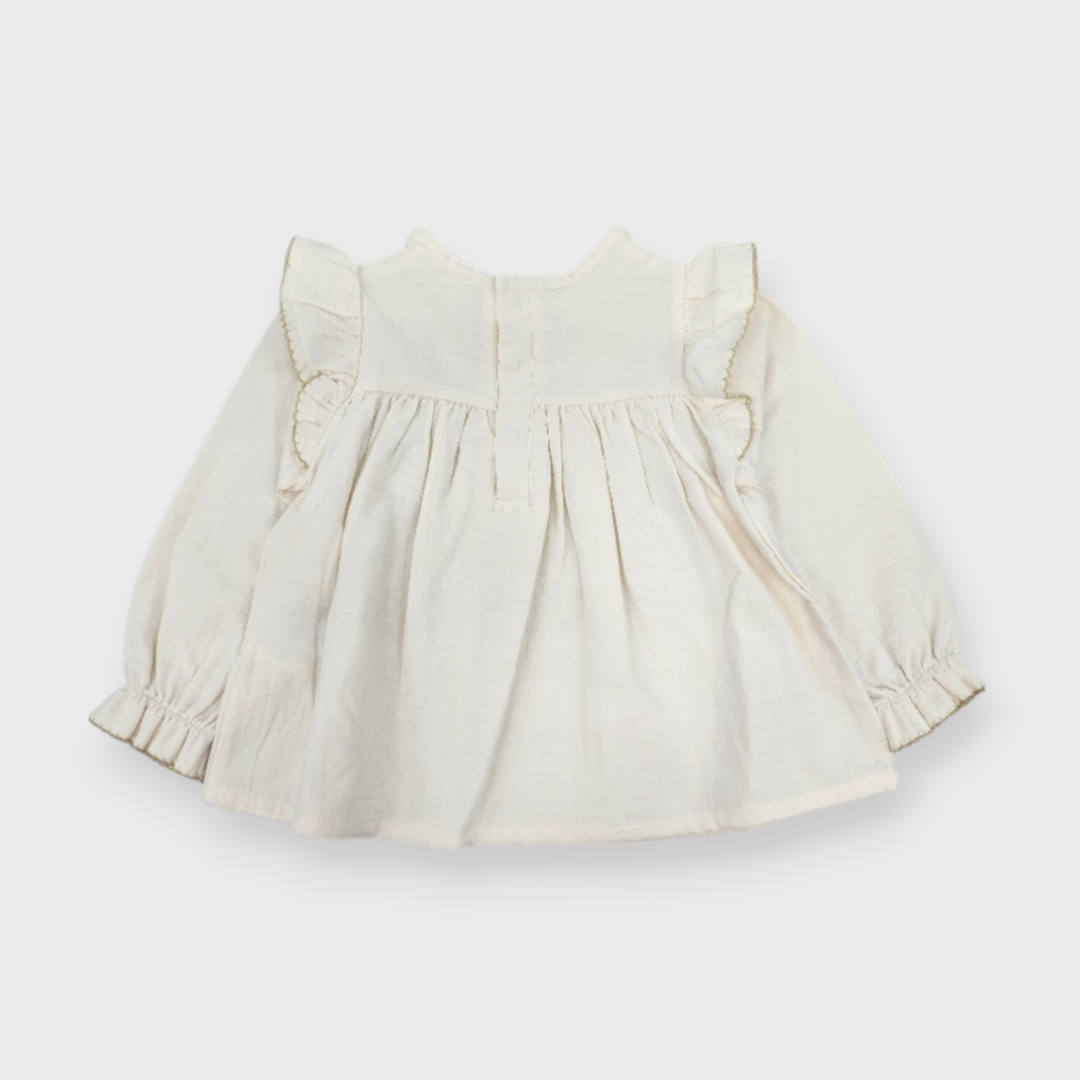 KIDS EMBROIDERED BABY TUNIC MEDIUM WHITE / MEDIUM PEACH (90CM)