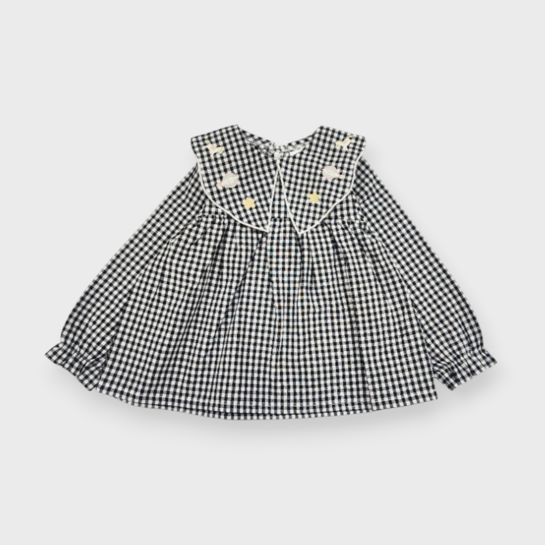 KIDS ALL-OVER PATTERN BABY TUNIC MEDIUM BLACK (90CM)