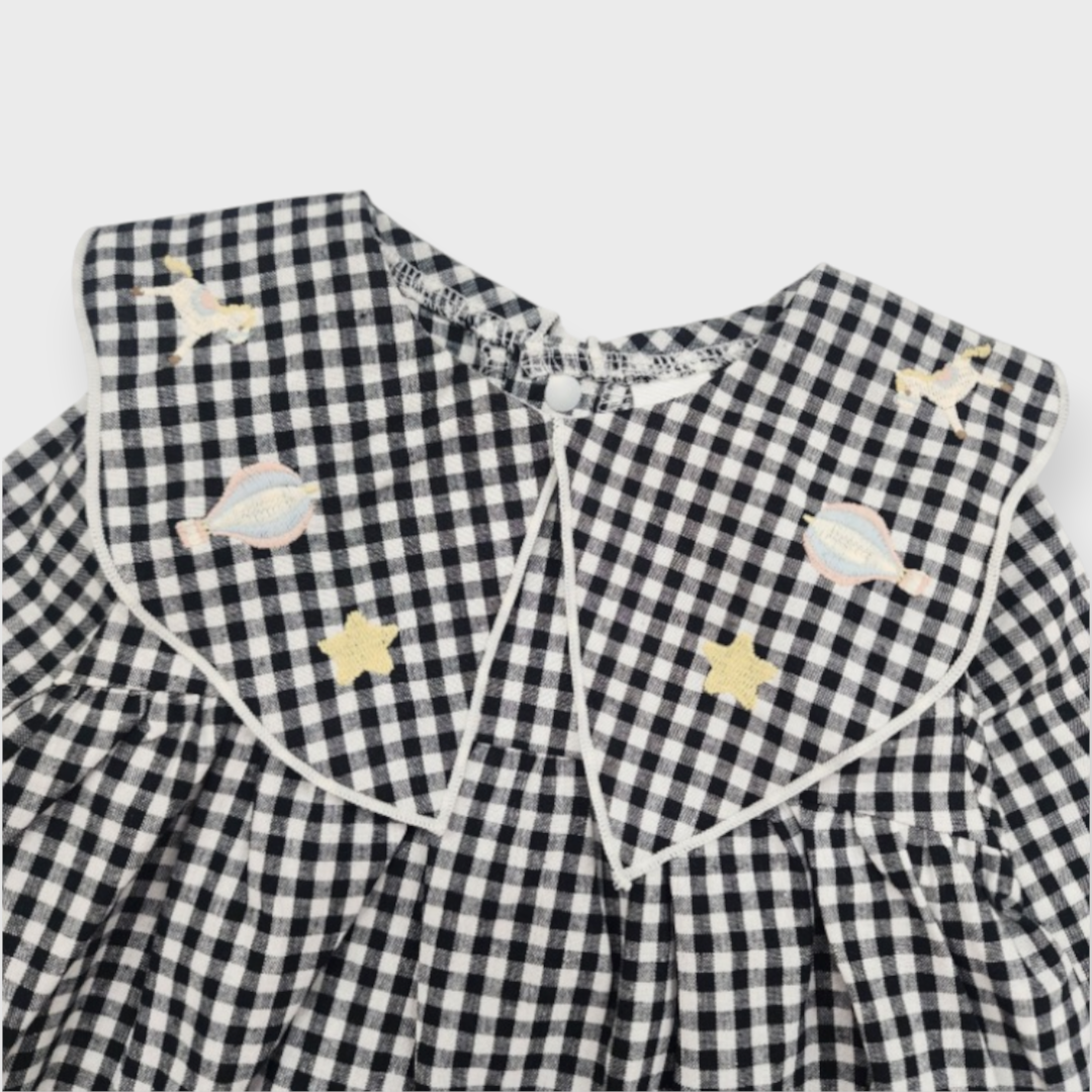 KIDS ALL-OVER PATTERN BABY TUNIC MEDIUM BLACK (90CM)