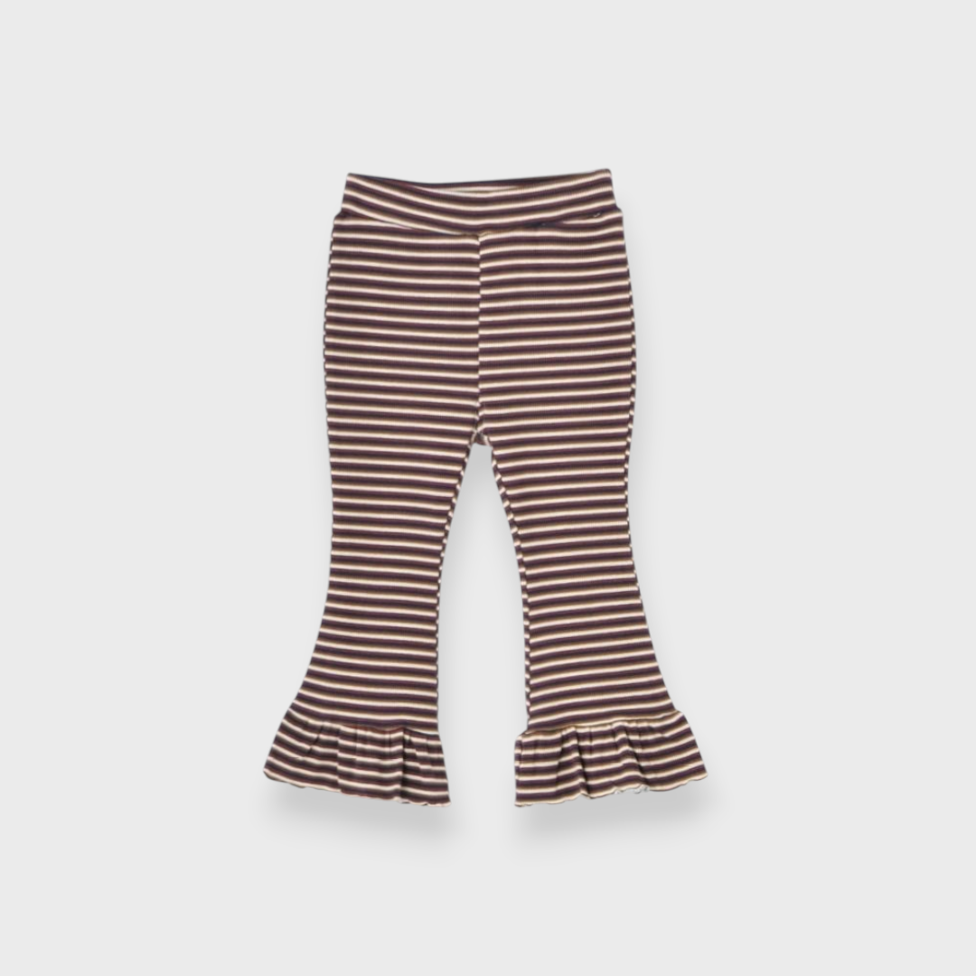 KIDS BORDER STRIPE FLARED RIB-KNIT BABY PANTS MEDIUM RED / DARK YELLOW / MEDIUM NAVY (90CM)