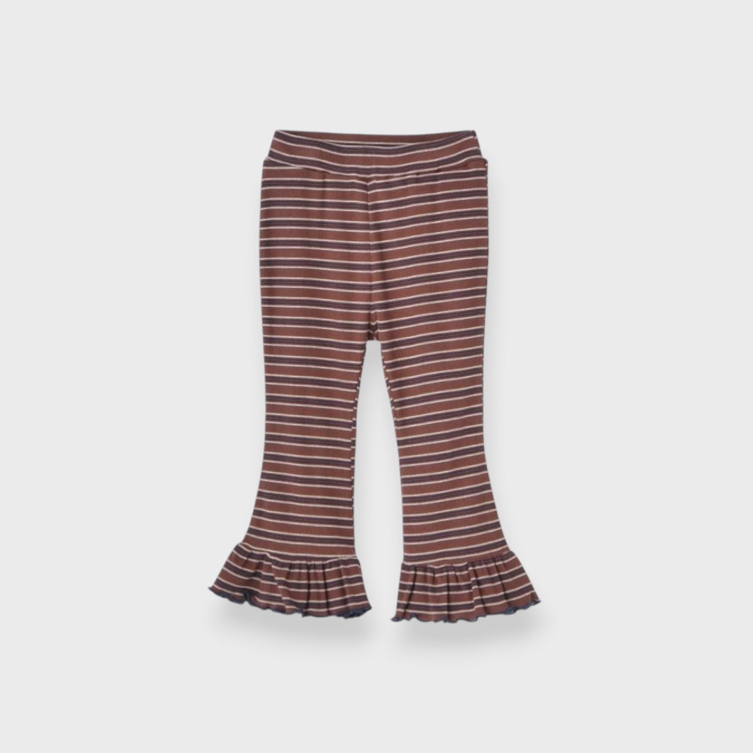 KIDS BORDER STRIPE FLARED RIB-KNIT BABY PANTS MEDIUM RED / DARK YELLOW / MEDIUM NAVY (90CM)