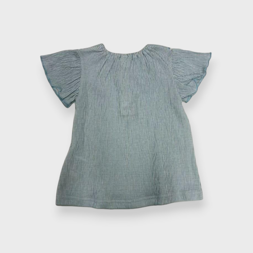 Kids (Size100-110cm) Pinstripe Tunic with Carousel-Pony Collar