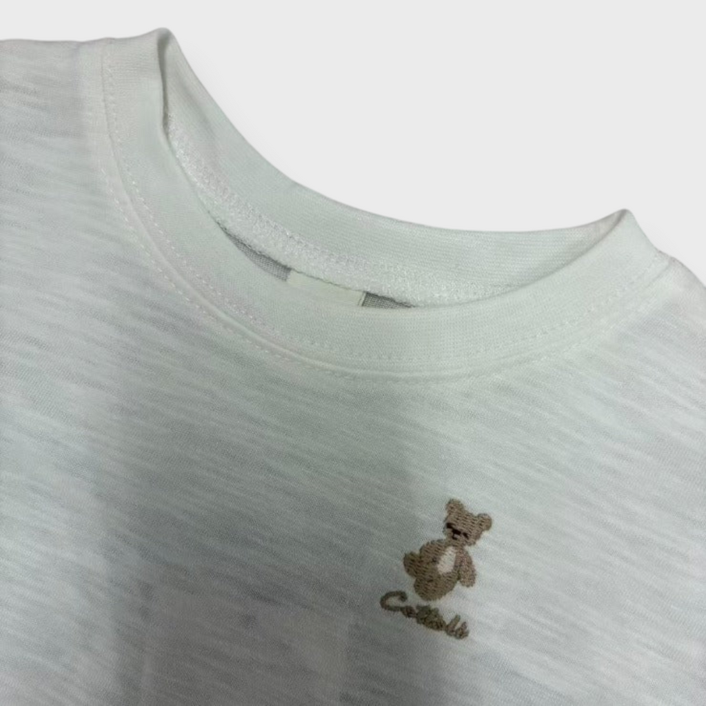 Kids (Size100-110cm) Colour-Block Tee with Rocking-Horse Embroidery