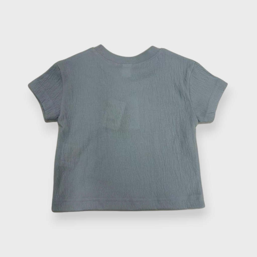 Kids (Size100-110cm) Textured Tee with Moon & Rainbow Print