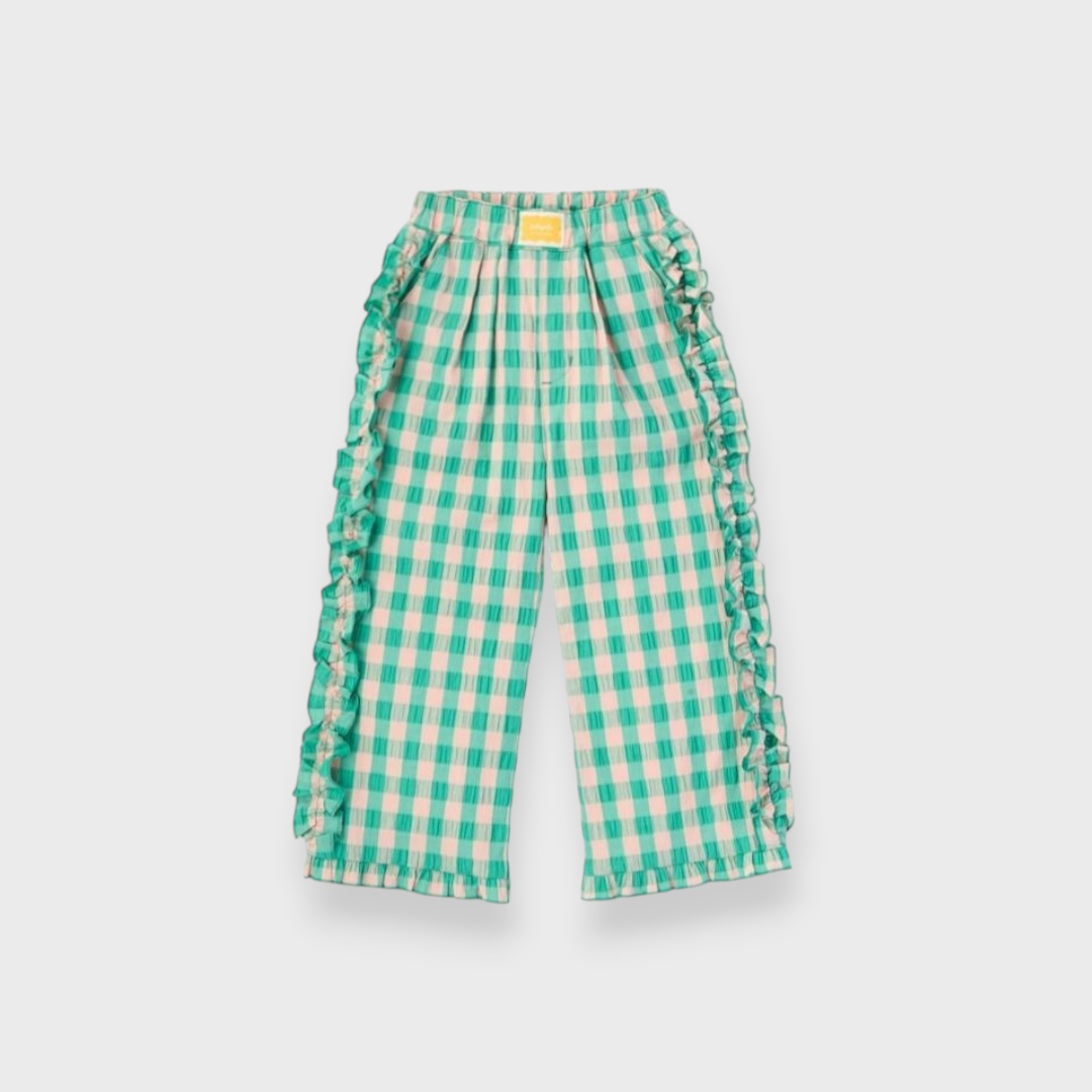 KIDS WASHER FINISH CHECKED PANTS RED / GREEN / BLUE / LIGHT BLUE (100-120CM)