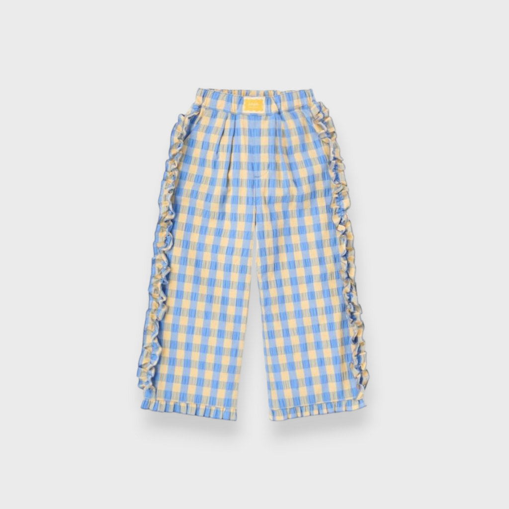 KIDS WASHER FINISH CHECKED PANTS RED / GREEN / BLUE / LIGHT BLUE (100-120CM)