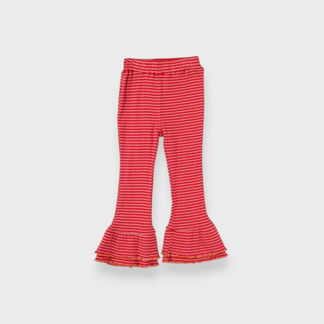 KIDS MELLOW HEM RIB-KNIT LEGGINGS MEDIUM RED (100-120CM)