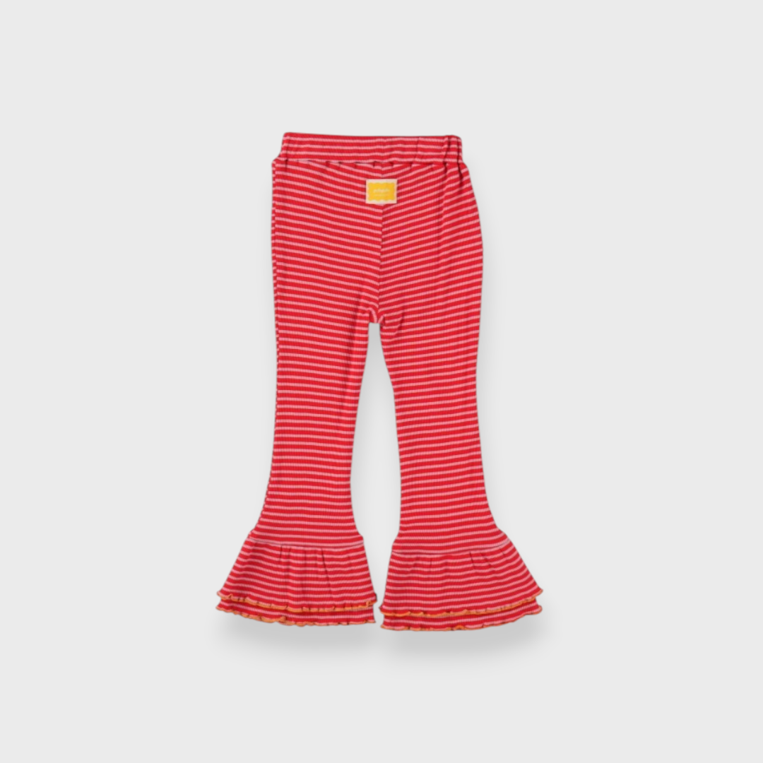 KIDS MELLOW HEM RIB-KNIT LEGGINGS MEDIUM RED (100-120CM)