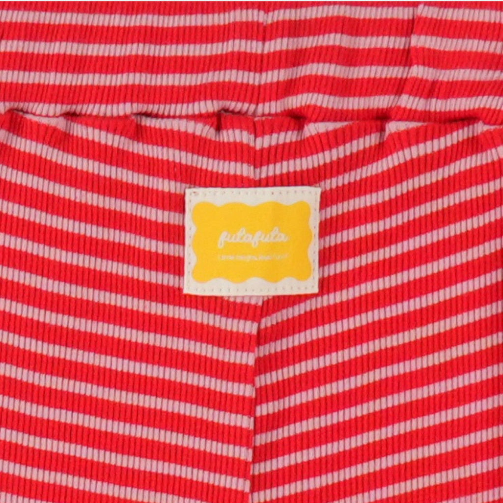 KIDS MELLOW HEM RIB-KNIT LEGGINGS MEDIUM RED (100-120CM)