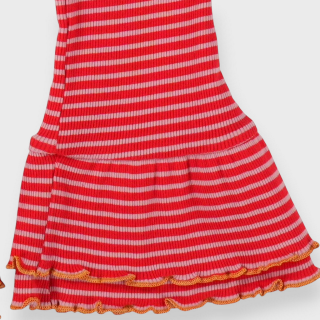 KIDS MELLOW HEM RIB-KNIT LEGGINGS MEDIUM RED (100-120CM)