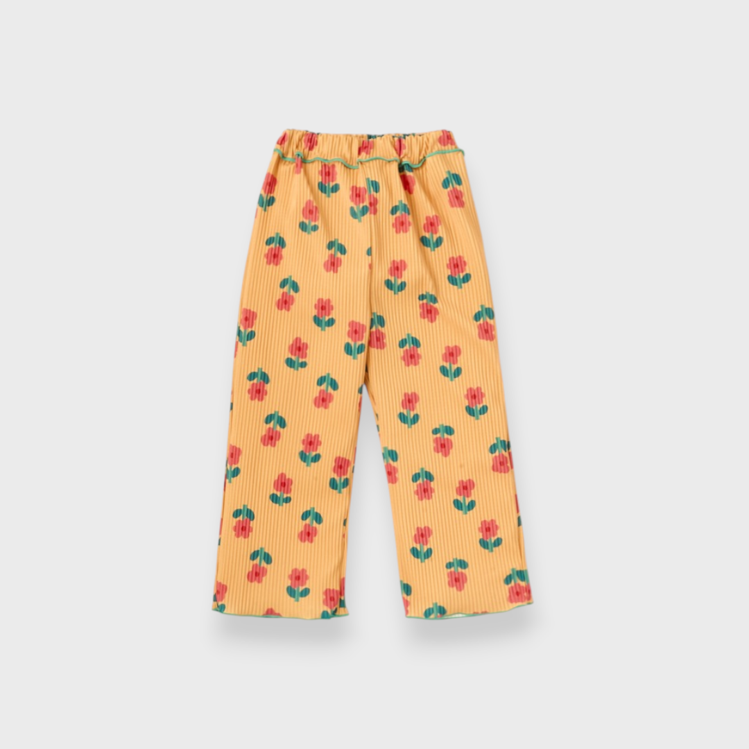 KIDS PLEATED PANTS MEDIUM YELLOW (100-120CM)