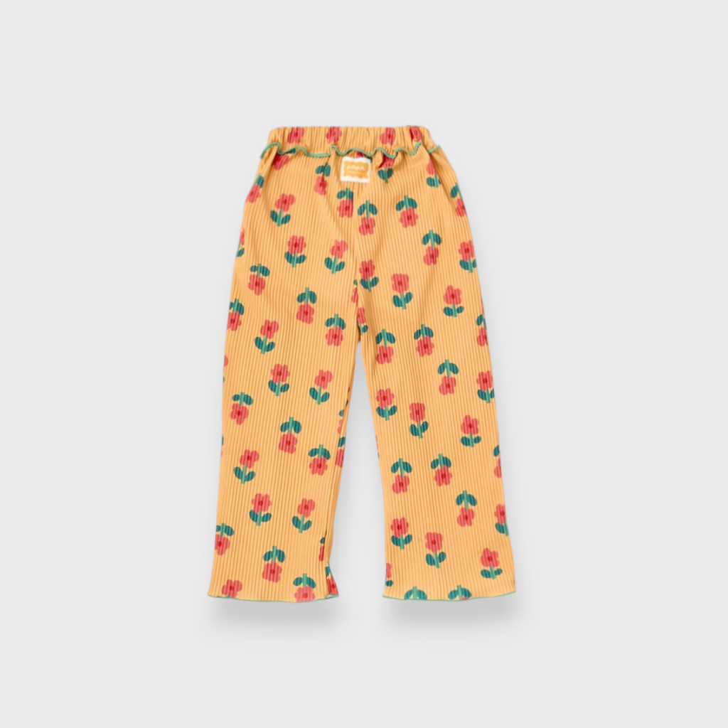 KIDS PLEATED PANTS MEDIUM YELLOW (100-120CM)