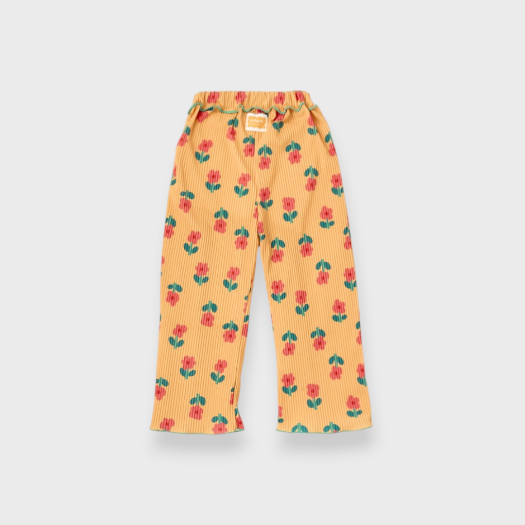KIDS PLEATED PANTS MEDIUM YELLOW (100-120CM)
