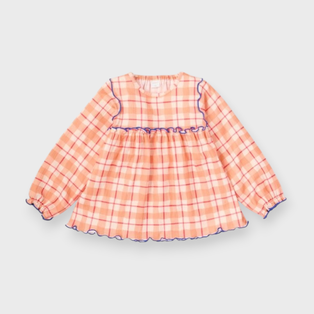 KIDS ALL-OVER PATTERN MELLOW HEM TUNIC MEDIUM ORANGE (100-120CM)
