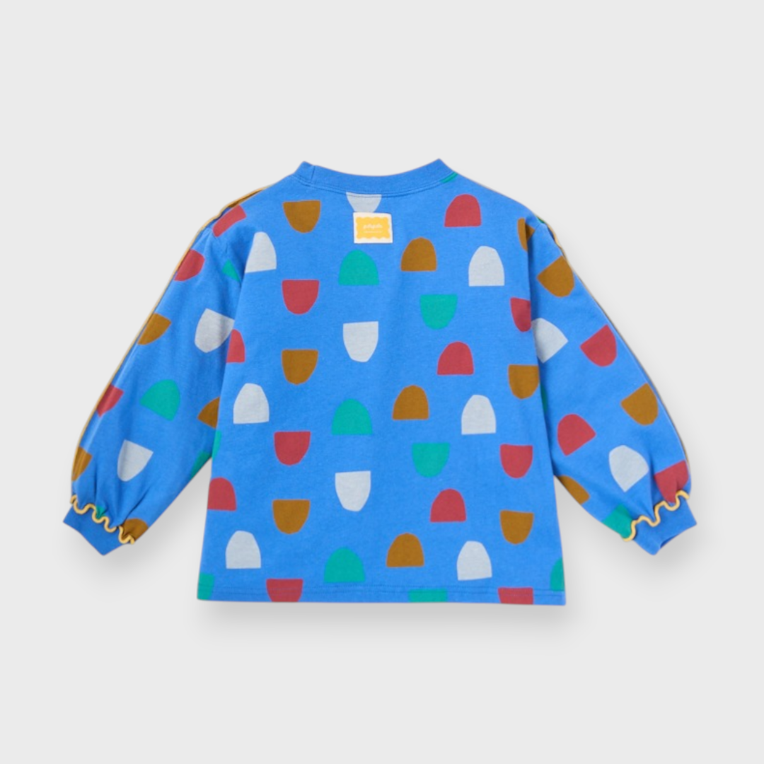 KIDS ALL-OVER PATTERN T-SHIRT MEDIUM BLUE (100-120CM)