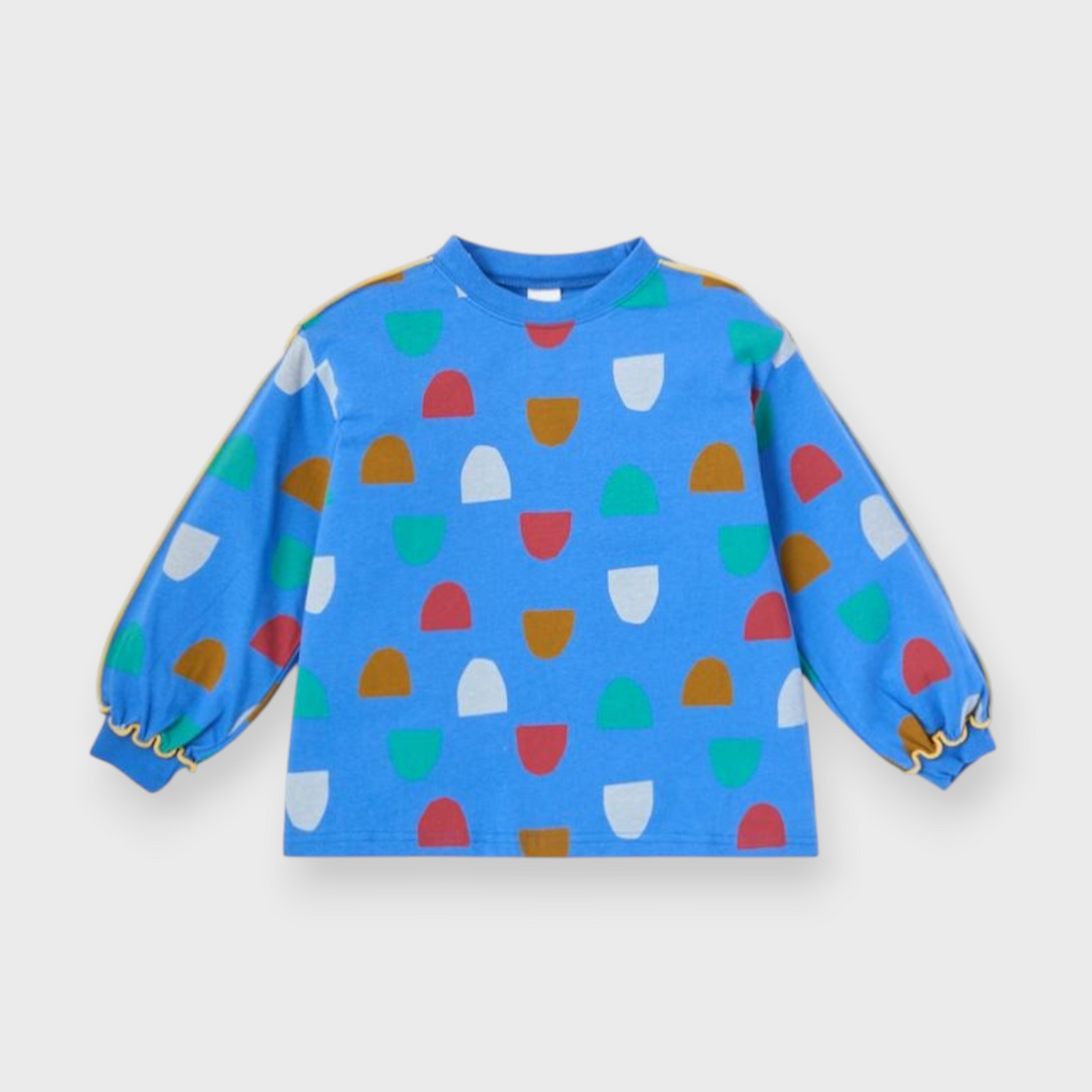 KIDS ALL-OVER PATTERN T-SHIRT MEDIUM BLUE (100-120CM)
