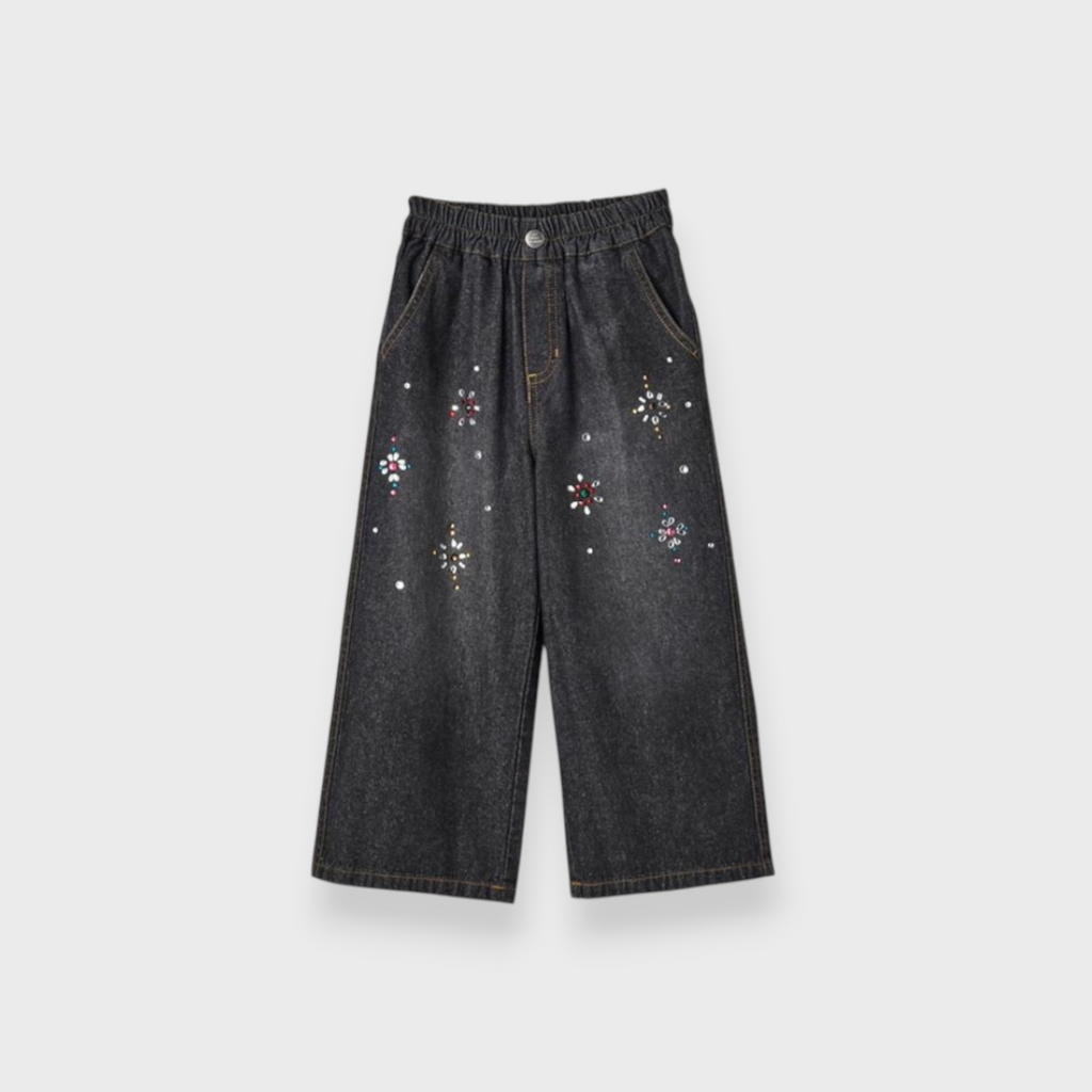 KIDS PANTS MEDIUM BLACK / MEDIUM LIGHT BLUE (100-120CM)