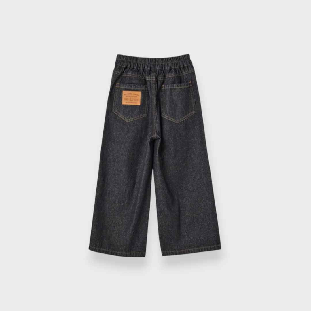 KIDS PANTS MEDIUM BLACK / MEDIUM LIGHT BLUE (100-120CM)