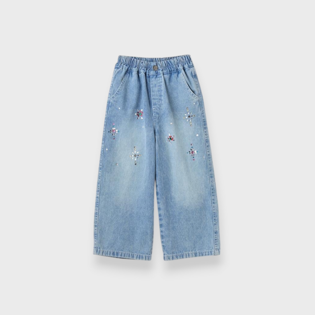KIDS PANTS MEDIUM BLACK / MEDIUM LIGHT BLUE (100-120CM)