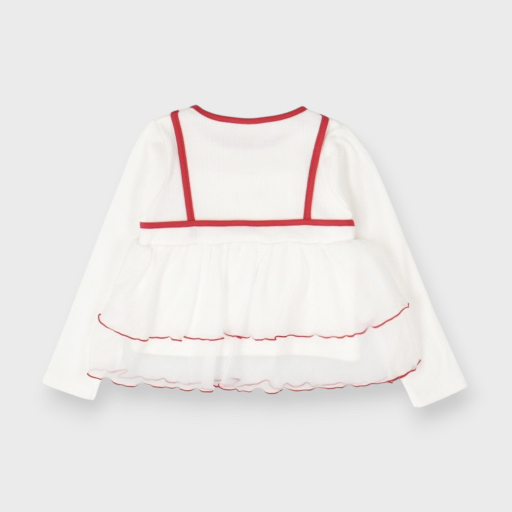 KIDS RIB-KNIT T-SHIRT MEDIUM WHITE / MEDIUM BROWN (100-120CM)