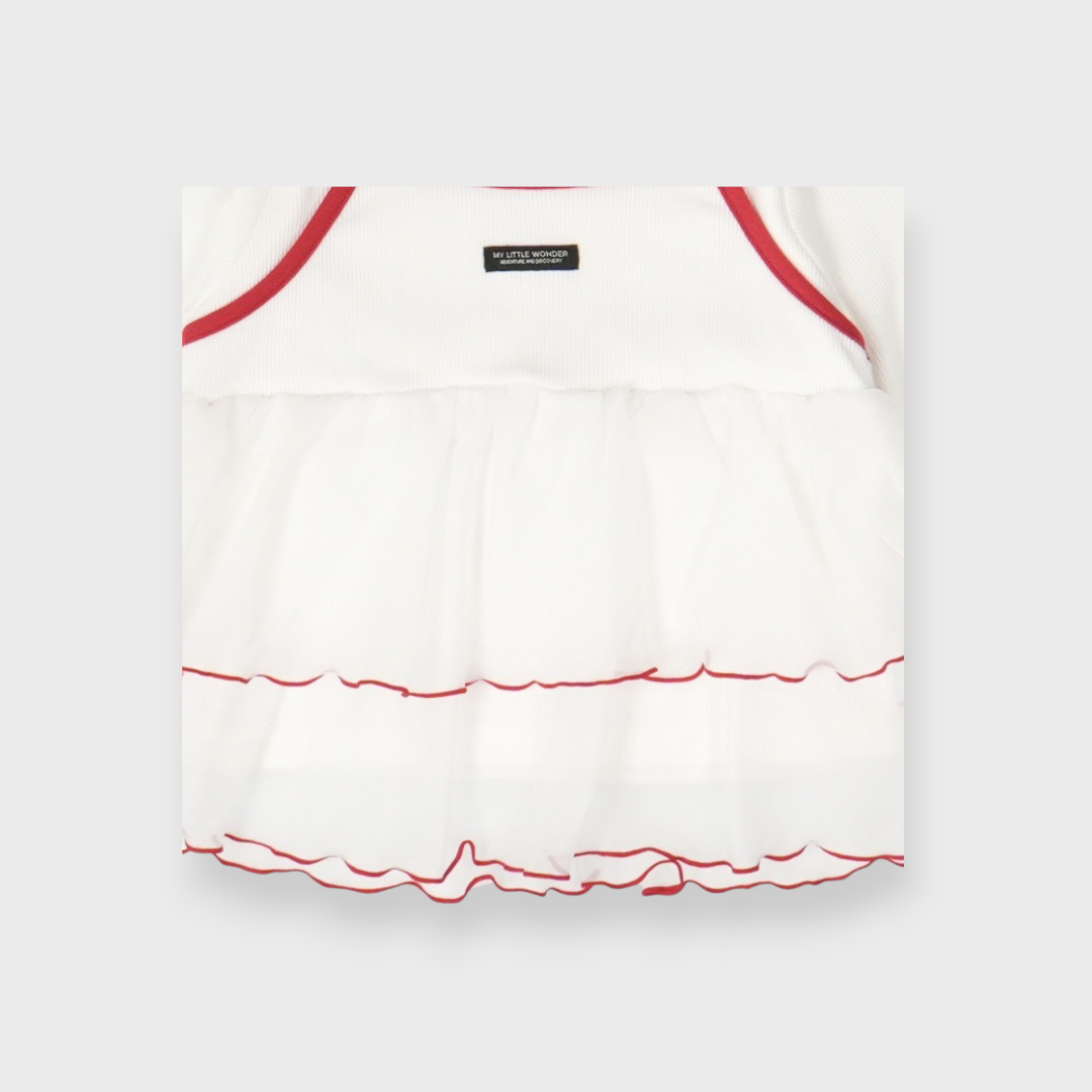 KIDS RIB-KNIT T-SHIRT MEDIUM WHITE / MEDIUM BROWN (100-120CM)