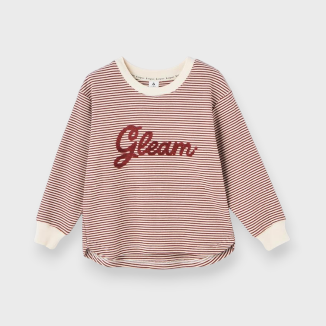 KIDS BORDER STRIPE RIB-KNIT T-SHIRT MEDIUM WHITE (100-120CM)