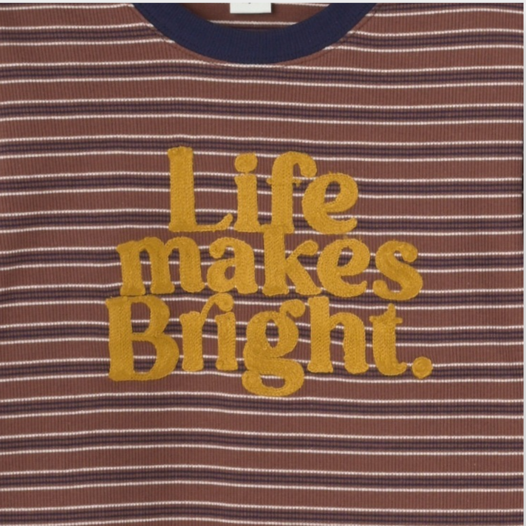 KIDS BORDER STRIPE RIB-KNIT T-SHIRT MEDIUM NAVY (100-120CM)